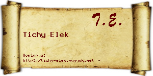 Tichy Elek névjegykártya